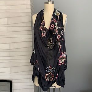 Allsaints Spitalfields Silk Sleeveless Halter Top